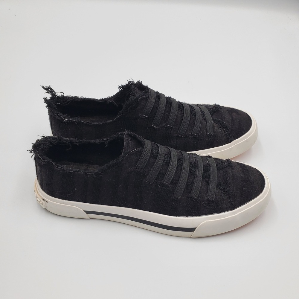 Rocket Dog Mellow Black Canvas Frayed Slip On Sneakers Womens 7 Plush Foam